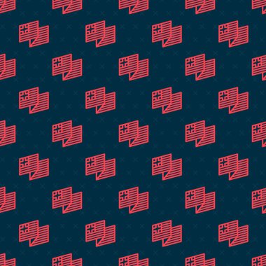 Kırmızı çizgi Yunanistan ulusal bayrak ikonu siyah arkaplanda pürüzsüz desen izole etti. Vektör.