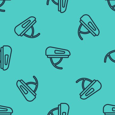 Siyah çizgi bisiklet başlığı simgesi yeşil arka planda izole edilmiş pürüzsüz desen. Olağanüstü bir spor. Spor malzemeleri. Vektör.