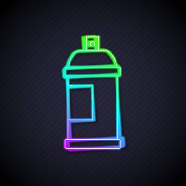 Parlayan neon çizgisi boya kutusu simgesi siyah arkaplanda izole edildi. Vektör.