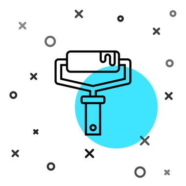 Beyaz arkaplanda siyah çizgi boyalı fırça ikonu izole edildi. Rastgele dinamik şekiller. Vektör.