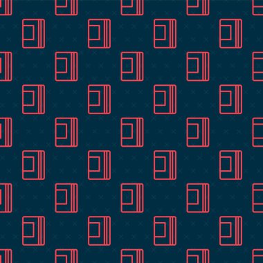 Kırmızı çizgi Not Defteri simgesi siyah arkaplanda izole edilmiş. Spiral not defteri simgesi. Okul defteri. Yazı tahtası. Okul günlüğü. Vektör.