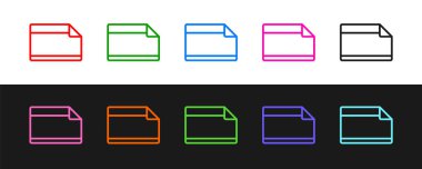 Siyah ve beyaz arkaplanda izole edilmiş köşeli simgeye sahip çizgi yapıştırıcı yapıştırmasını ayarla. Vektör.