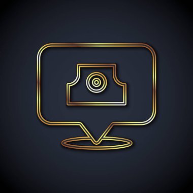 Altın çizgili sprey kapak simgesini siyah arkaplanda izole edebilir. Vektör.