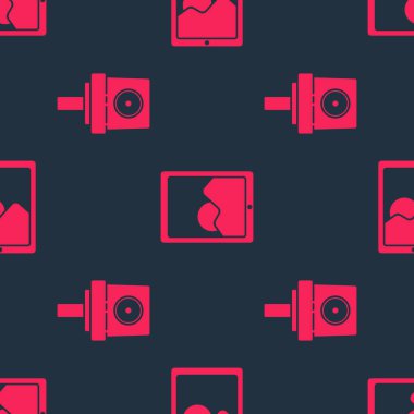 Sprey başlığı ve grafiksel tableti dikişsiz desen üzerinde tutabilir. Vektör.