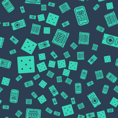 Dizüstü bilgisayar ve kumar makinesi, kumarhane poker turnuvası davetiyesi, zar oyunu ve kumarhane poker turnuvası davetiyesi. Vektör.