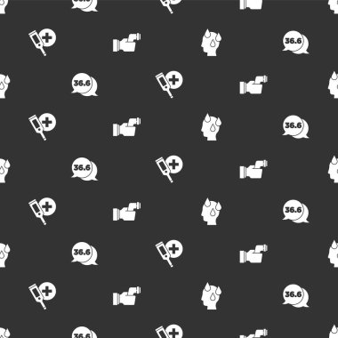 Yüksek insan vücut ısısı, tıbbi termometre, dijital ve dijitale ayarlayın. Vektör.