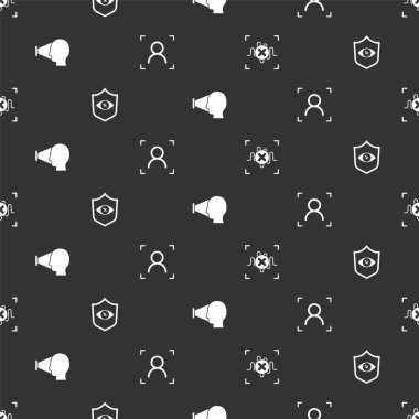 Reddedilme ses tanıma, Kalkan göz taraması, yüz ve kusursuz desen ayarlayın. Vektör.