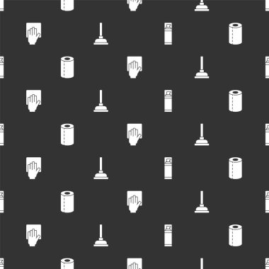 Traş jeli köpüğü, kağıt havlu rulosu, temizlik servisi ve plastik pompayı pürüzsüz desene ayarlayın. Vektör.