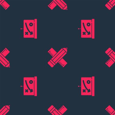 Planlama stratejisi kavramını ve çapraz cetvel ve kalemi pürüzsüz desene göre ayarla. Vektör.