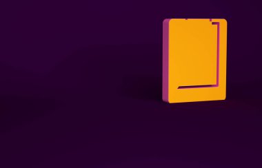 Orange Server, Veri raporlama simgesi mor arkaplanda izole edildi. Minimalizm kavramı. 3d illüstrasyon 3B canlandırma.