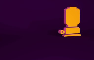 Mor arkaplanda izole edilmiş turuncu kamp feneri ikonu. Mutlu Cadılar Bayramı Partisi. Minimalizm kavramı. 3d illüstrasyon 3B canlandırma.