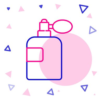 Beyaz arkaplanda çizgi parfüm ikonu izole edildi. Renkli taslak konsepti. Vektör İllüstrasyonu.