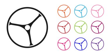 Beyaz arka planda siyah bisiklet tekerleği simgesi izole edildi. Bisiklet yarışı. Olağanüstü bir spor. Spor malzemeleri. Simgeleri renklendirin. Vektör.