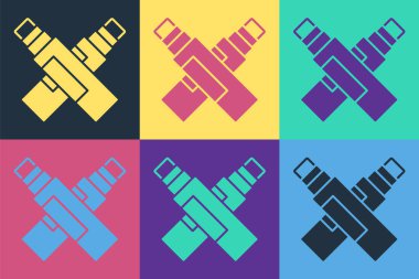 Pop Art Marker kalem simgesi renk arkaplanında izole edildi. Vektör.