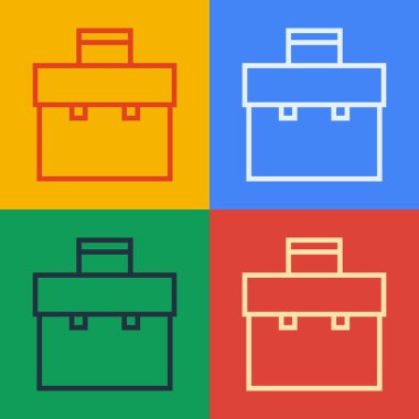 Pop Art Line Evrak Çantası simgesi renk arkaplanında izole edildi. İş ilanı. İş portföyü. Vektör İllüstrasyonu.