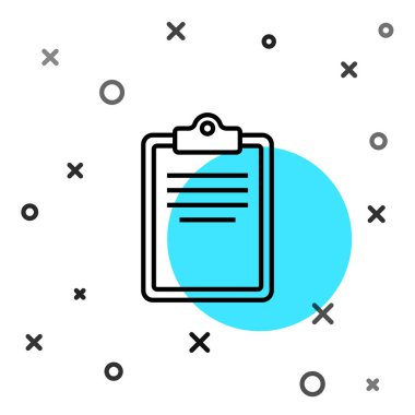 Beyaz arkaplanda kontrol listesi simgesi izole edilmiş siyah çizgi panosu. Kontrol listesi sembolü. Anket anketi ya da anket geri bildirim formu. Rastgele dinamik şekiller. Vektör.