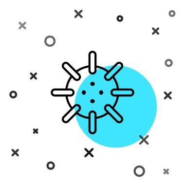 Siyah çizgi donanma mayın ikonu beyaz arka planda izole edildi. Deniz bombası. Rastgele dinamik şekiller. Vektör.