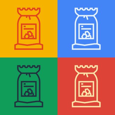 Pop Art Line Barbekü Kömür Torbası ikonu renk arkaplanında izole edildi. Vektör.