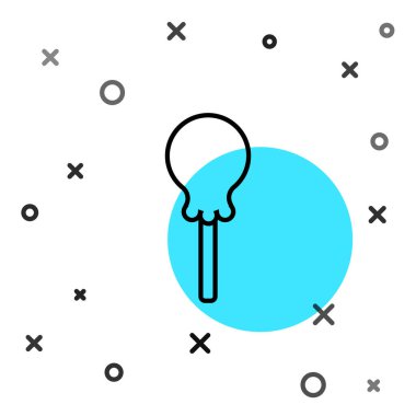 Siyah çizgi lolipop simgesi beyaz arkaplanda izole edildi. Yemek, lezzetli bir sembol. Rastgele dinamik şekiller. Vektör.