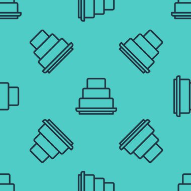 Siyah çizgi kek simgesi yeşil arkaplandaki kusursuz deseni izole etti. Doğum günün kutlu olsun. Vektör.