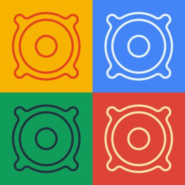 Pop Art Line Stereo hoparlörü renk arkaplanında izole edilmiş. Ses sistemi hoparlörleri. Müzik ikonu. Müzikal sütun hoparlörü. Vektör.
