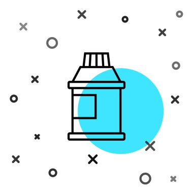 Siyah çizgi boya, guaj, kavanoz, beyaz arka planda izole edilmiş boya ikonu. Rastgele dinamik şekiller. Vektör.