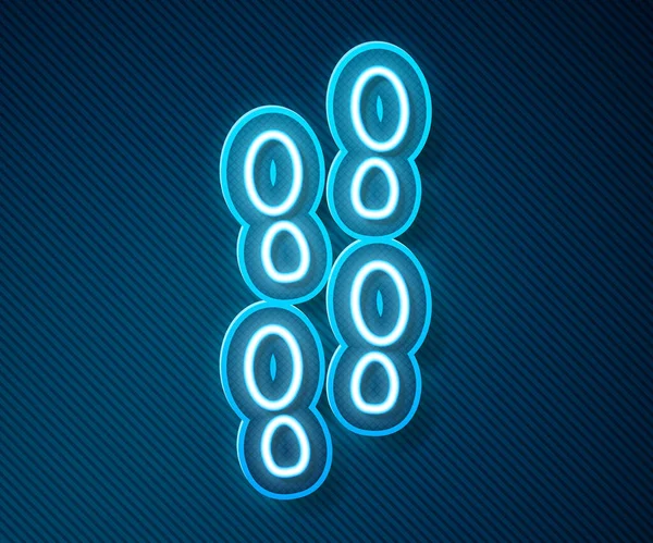 Parlayan neon çizgisi. Mavi arka planda izole edilmiş insan ayak izi ikonu. Ayakkabı tabanı. Vektör.