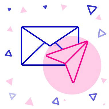 Satır Zarfı simgesi beyaz arkaplanda izole edildi. E- posta mektup sembolü. Renkli taslak konsepti. Vektör İllüstrasyonu.