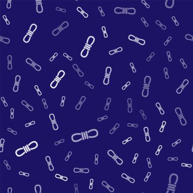 Beyaz Dağcı ip simgesi mavi arkaplanda izole edilmiş pürüzsüz desen. Olağanüstü bir spor. Spor malzemeleri. Vektör.