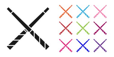 Siyah Çapraz bilardo ıstakaları simgesi beyaz arkaplanda izole edildi. Simgeleri renklendirin. Vektör.