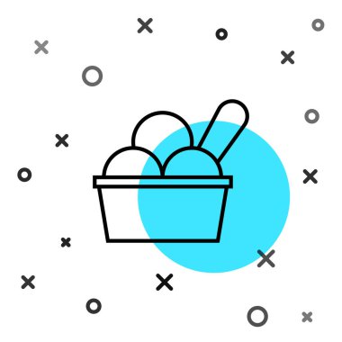 Kase ikonundaki siyah çizgi dondurma beyaz arka planda izole edilmiş. Güzel sembol. Rastgele dinamik şekiller. Vektör.