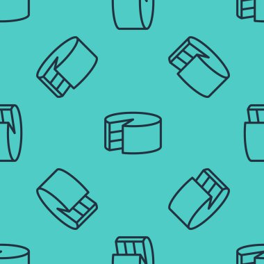 Siyah çizgi kek simgesi yeşil arkaplandaki kusursuz deseni izole etti. Doğum günün kutlu olsun. Vektör.