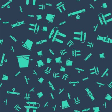 Su filtresi, sanayi borusu ve manometresi, kova ve sanayi borusu ve vanayı pürüzsüz şablona ayarlayın. Vektör.