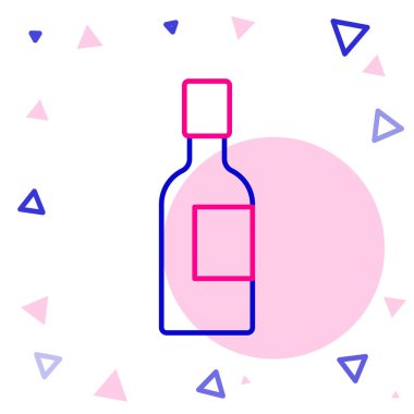 Şampanya şişesi simgesi beyaz arka planda izole edilmiş. Renkli taslak konsepti. Vektör.