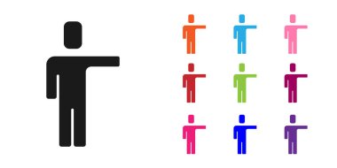 Siyah başlı av ikonu beyaz arka planda izole edildi. İş hedefi ya da İstihdam tabelası. İş için insan kaynakları ve adam toplama. Simgeleri renklendirin. Vektör.