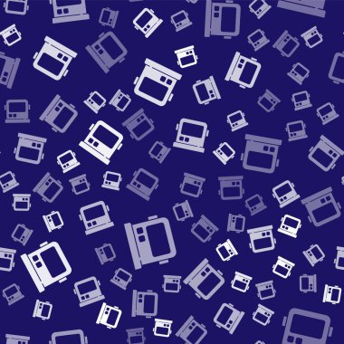 Beyaz Astronot miğfer simgesi mavi arka planda izole edilmiş pürüzsüz desen. Vektör.