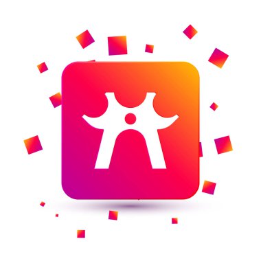 Beyaz bilardo dinlenme ikonu beyaz arkaplanda izole edildi. Bilardo sopası, briç sopası. Kare renk düğmesi. Vektör.