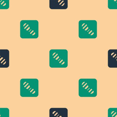 Yeşil ve siyah insan ayak izi ayakkabı ikonu bej arka planda izole edilmiş pürüzsüz desen. Ayakkabı tabanı. Vektör.