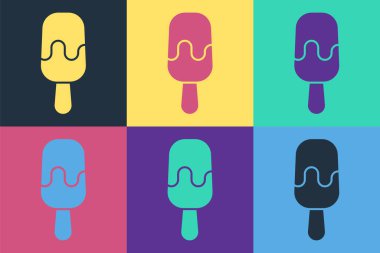 Arkaplanda izole edilmiş çubuk ikonlu Pop Art Dondurma. Güzel sembol. Vektör.