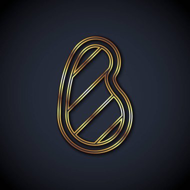 Altın çizgili biftek ikonu siyah arka planda izole edilmiş. Vektör.