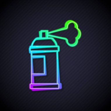 Parlayan neon çizgisi boya kutusu simgesi siyah arkaplanda izole edildi. Vektör.