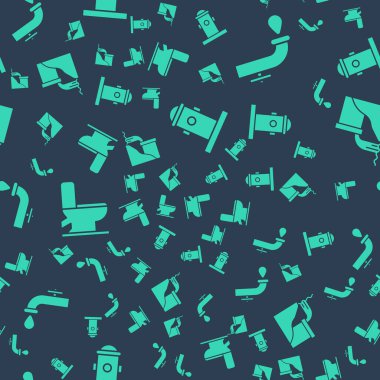 Yangın musluğu, su musluğu, klozet ve atık suyu sorunsuz bir şekilde yerleştirin. Vektör.