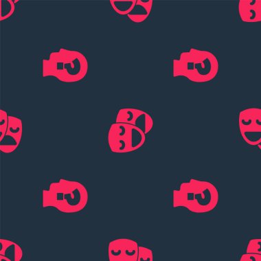 Head 'e soru işareti, komedi ve trajedi maskelerini kusursuz bir şekilde yerleştirin. Vektör.