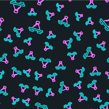 Kesme tahtası simgesindeki çizgi hamur işi siyah arkaplanda izole edilmiş. Geleneksel Çin yemeği. Vektör İllüstrasyonu.