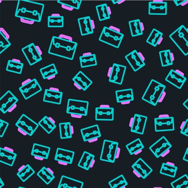 Çizgi Evrak Çantası simgesi siyah arkaplanda izole edilmiş. İş ilanı. İş portföyü. Vektör.