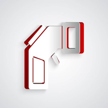 Kağıt, gri zemin üzerinde kızılötesi ışık ikonu olan dijital temassız termometre kesti. Kağıt sanatı tarzı. Vektör.