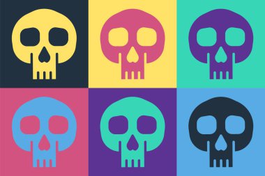 Pop Art Skull simgesi renk arkaplanında izole edildi. Vektör.