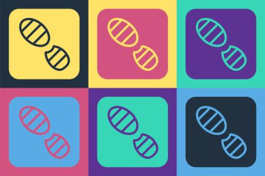 Pop Art Human ayak izi ayakkabı ikonu renk arkaplanda izole edilmiş. Ayakkabı tabanı. Vektör.