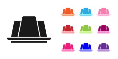 Beyaz arkaplanda siyah jöleli pasta ikonu var. Jöleli puding. Simgeleri renklendirin. Vektör.