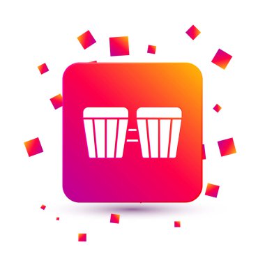 Beyaz Davul simgesi beyaz arkaplanda izole edildi. Müzik işareti. Müzik aleti sembolü. Kare renk düğmesi. Vektör.